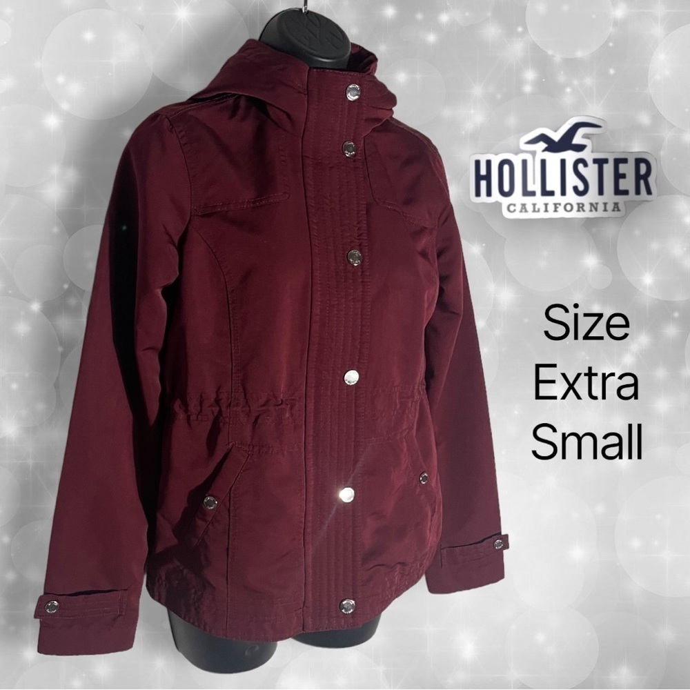 Hollister Y2K Cozy Faux Fur Lined Burgundy Mid-weight Jacket Size XS